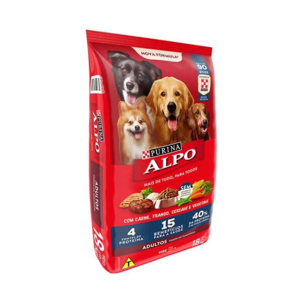 Ração Alpo Cães Adultos Carne Frango Vegetais e Cereais Nestlé Purina 18kg - Imagem 3