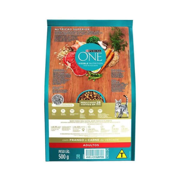 Ração Purina One Frango e Carne para Gatos Adultos Nestlé Purina 500g - Imagem 2